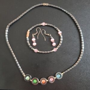 Hematite Necklace, Earrings, and Bracelet Set